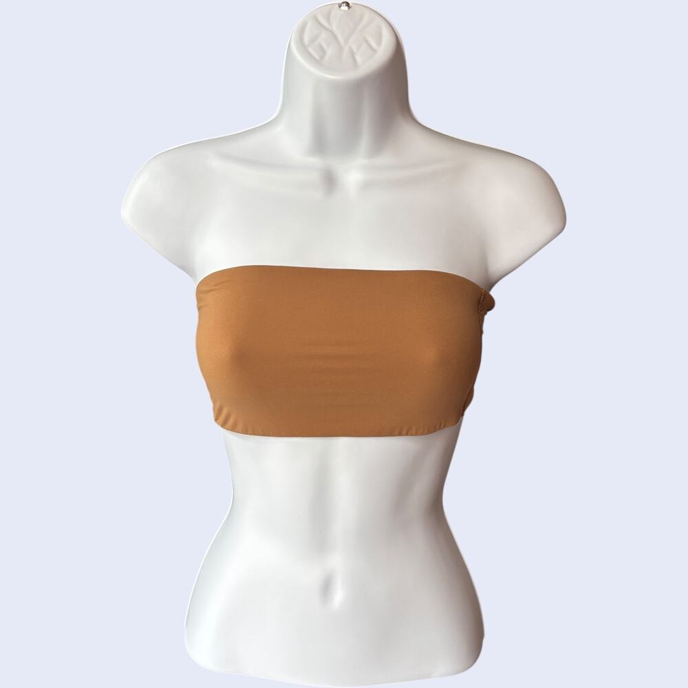 Auden S Y2K Bandeau Bralette Brown Strapless